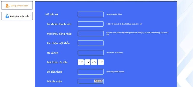 Đăng ký tài khoản thành viên Đăng ký tài khoản thành viên